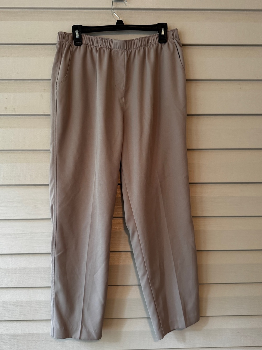 Alia Petite Pull On Elastic Waist Pants Beige Taupe Comfort Slacks 14P